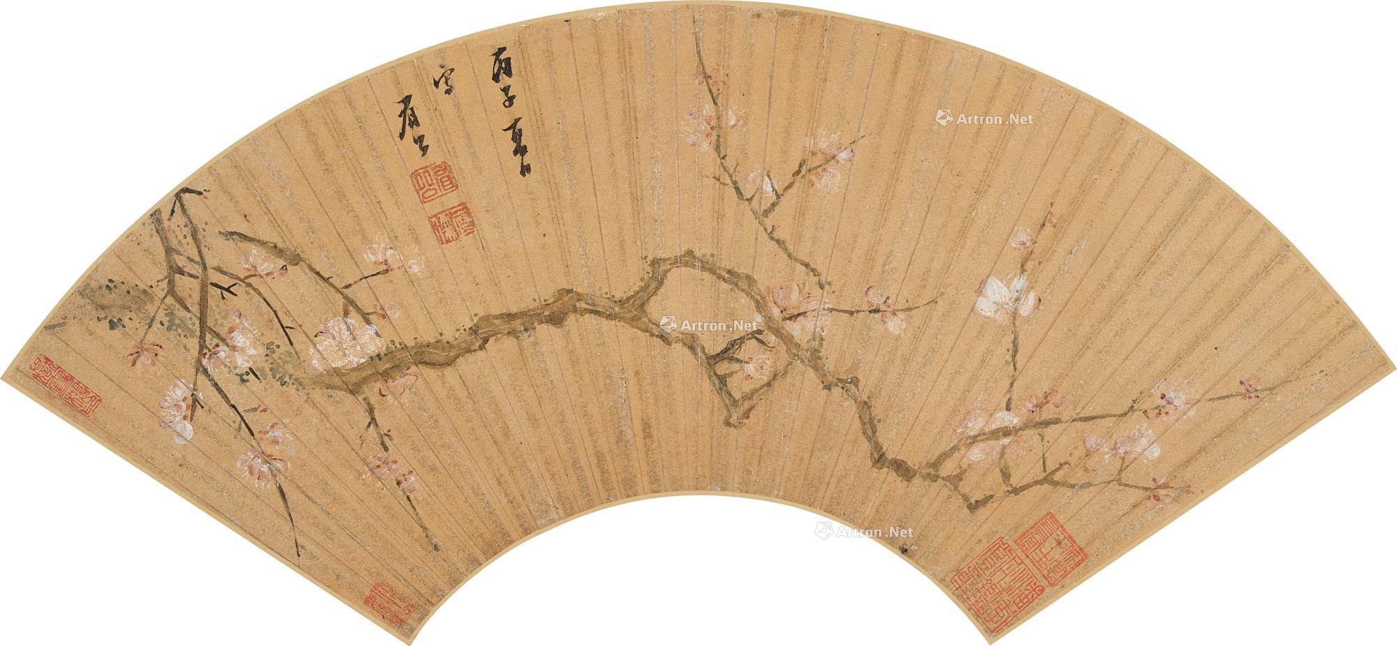 陈继儒 梅花 扇面