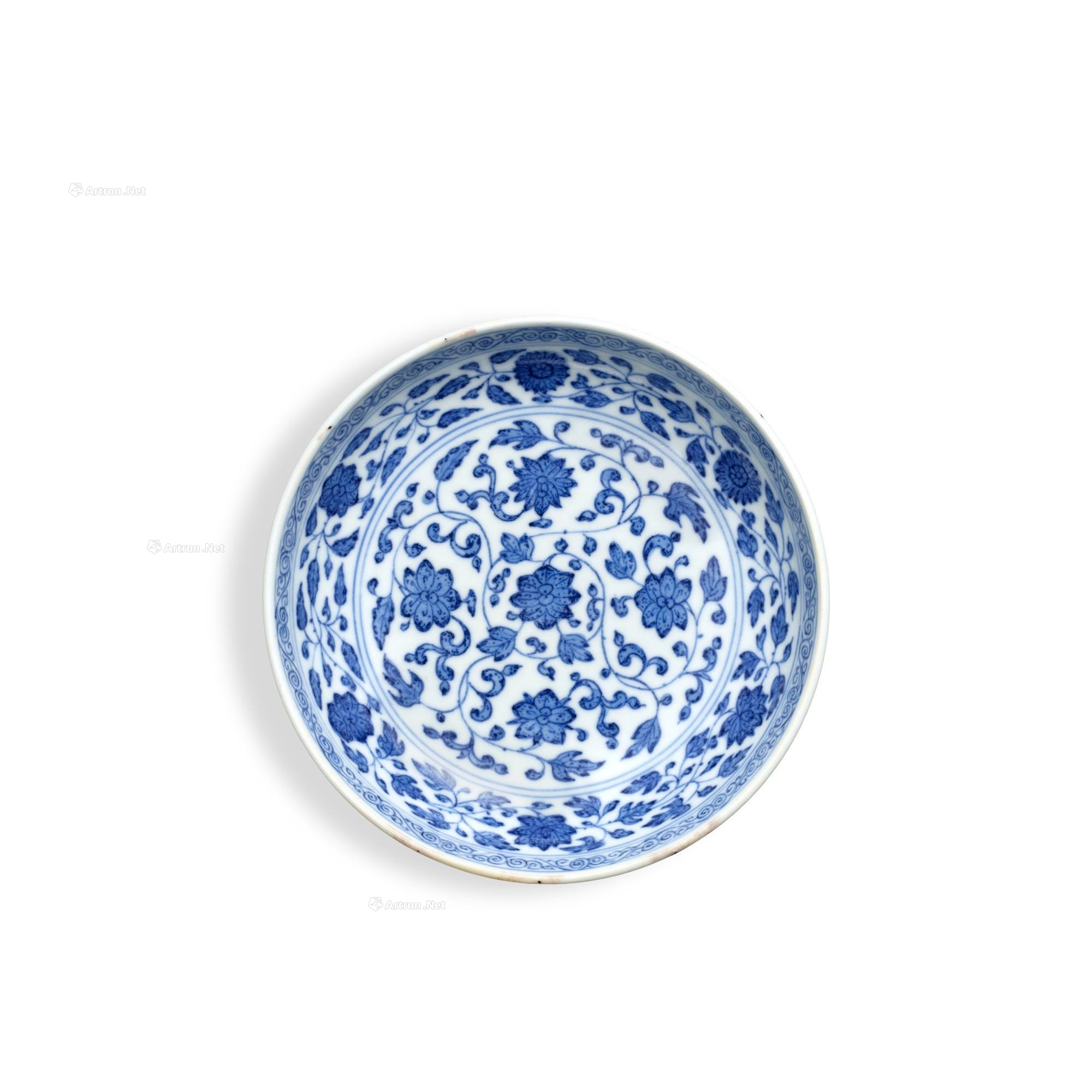 lot9337 清道光 青花缠枝花卉纹小