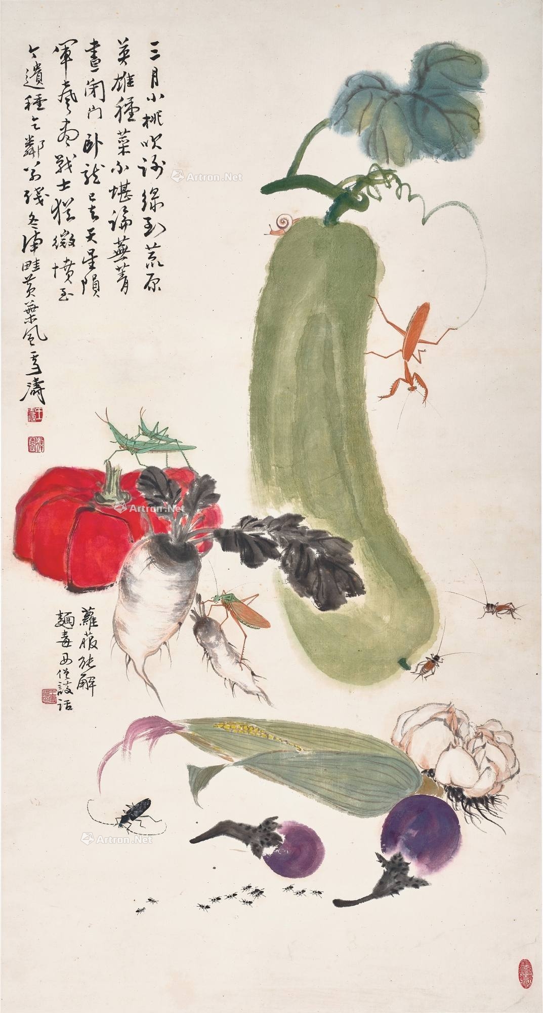 王雪涛 蔬香草虫 立轴