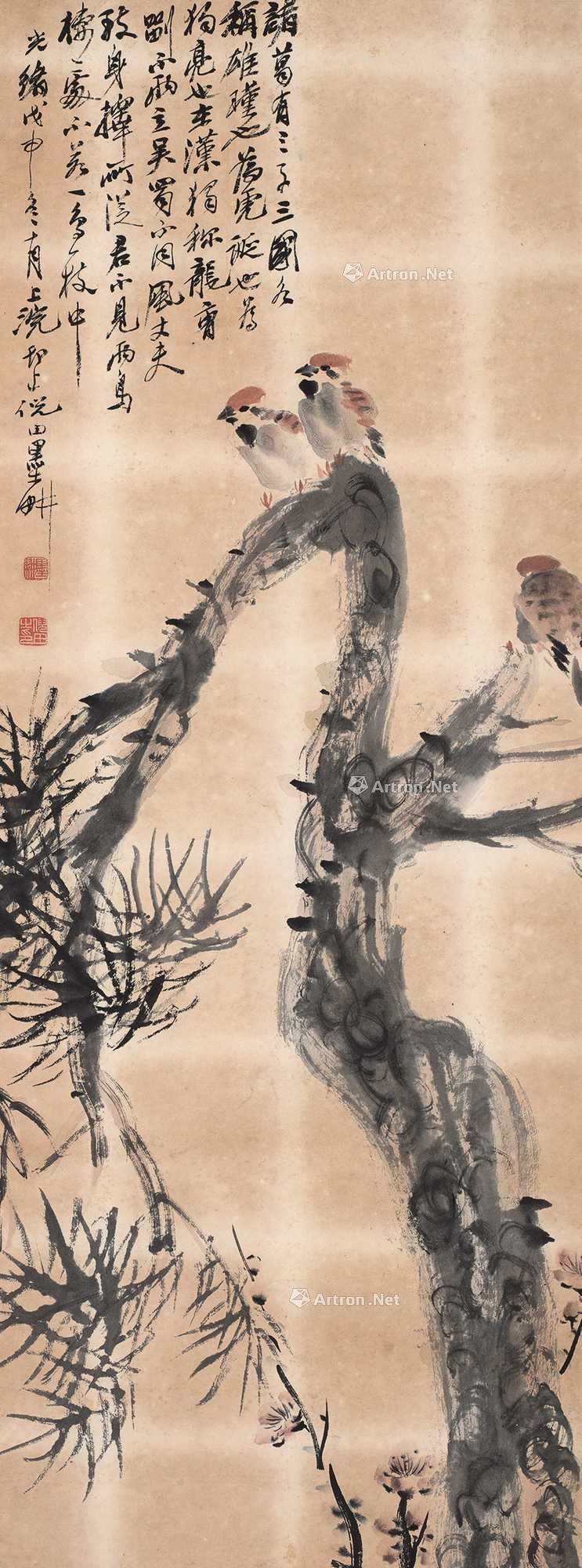 【预展中】lot1309 倪田 松雀图 - 雅昌拍卖图录app