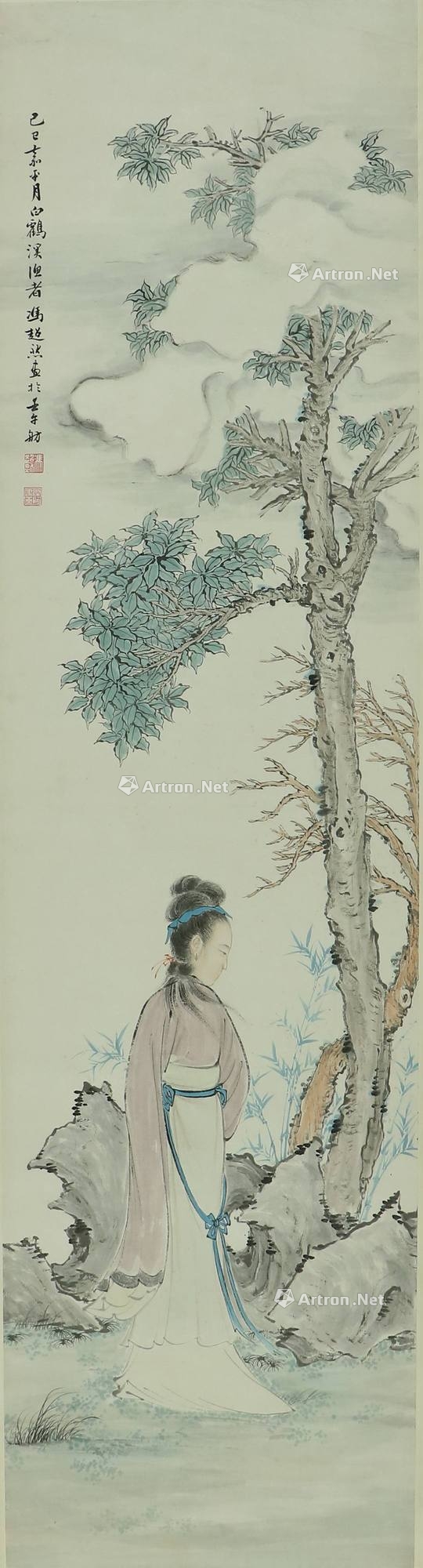 冯超然 1929年作 仕女图 立轴